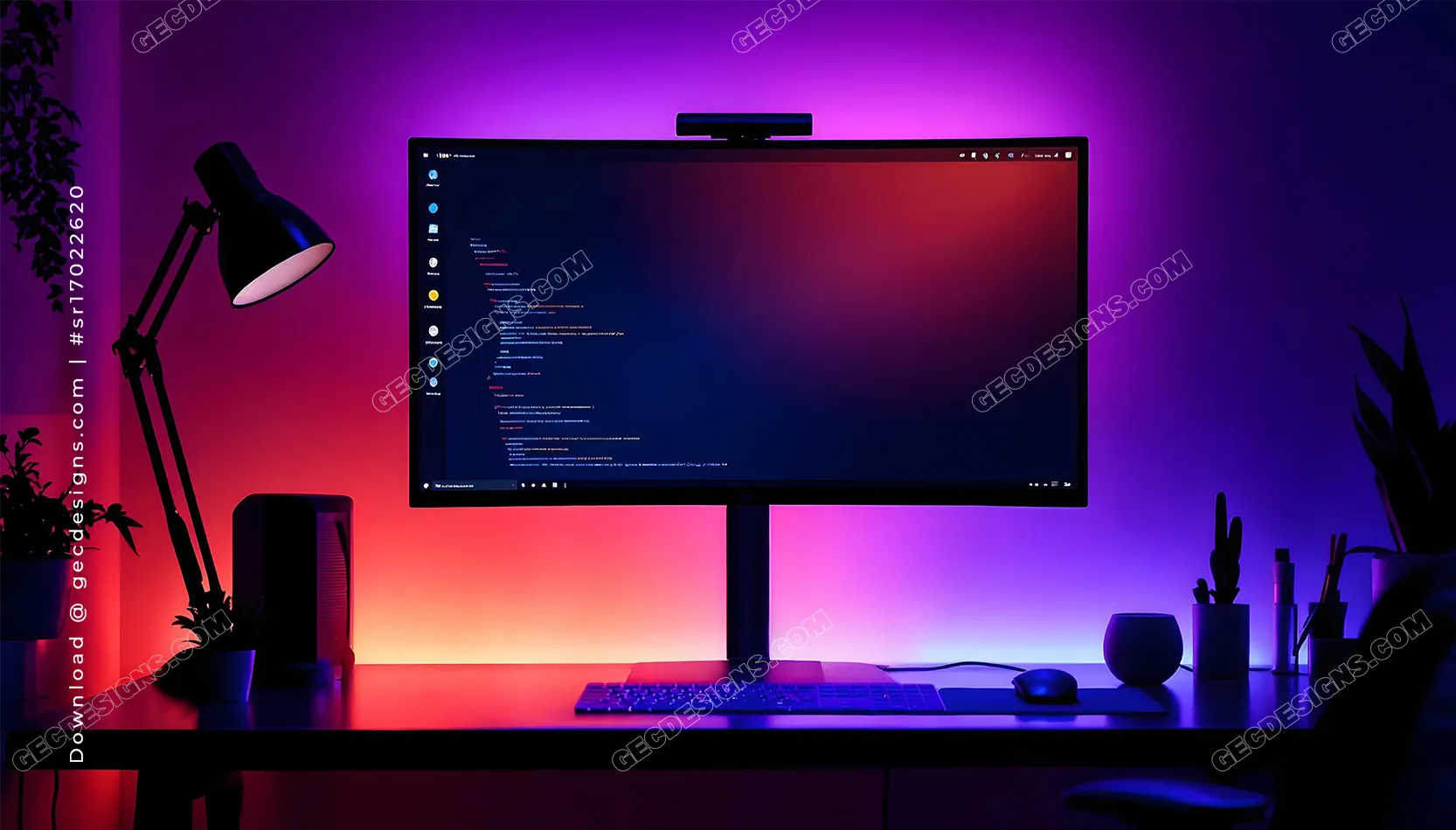 Technology and Developer Wallpaper with Neon RGB Coding Setup for ...