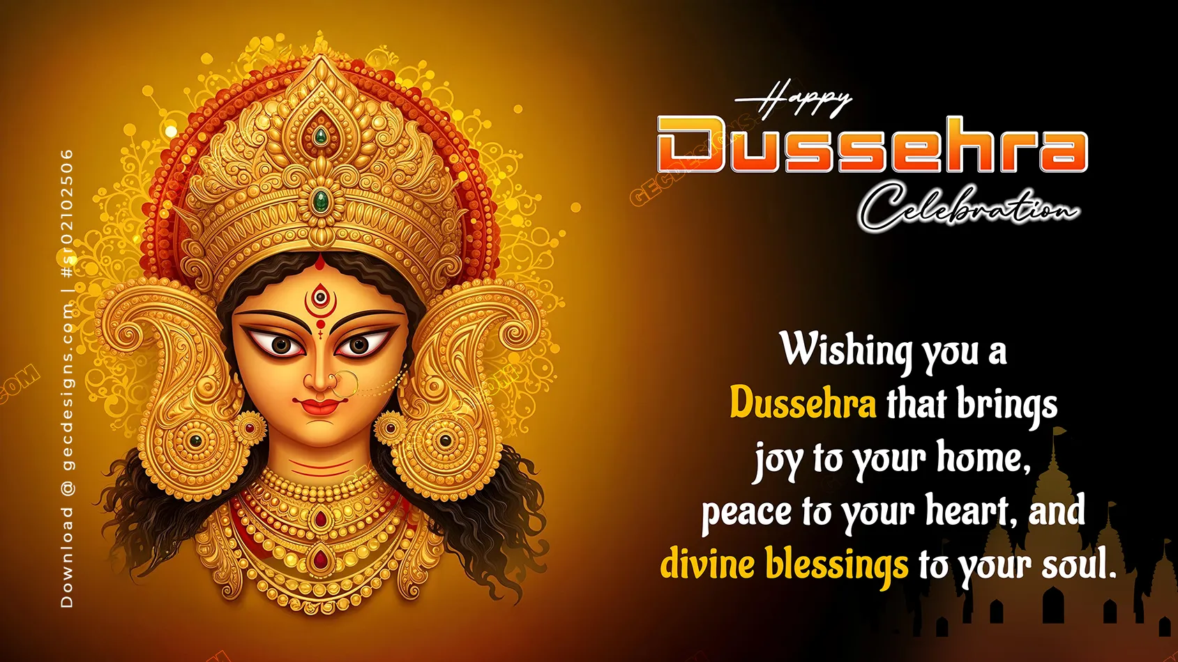 Traditional Happy Dussehra 2025 Greeting Card with Maa Durga and Positive Wishes - GEC Designs