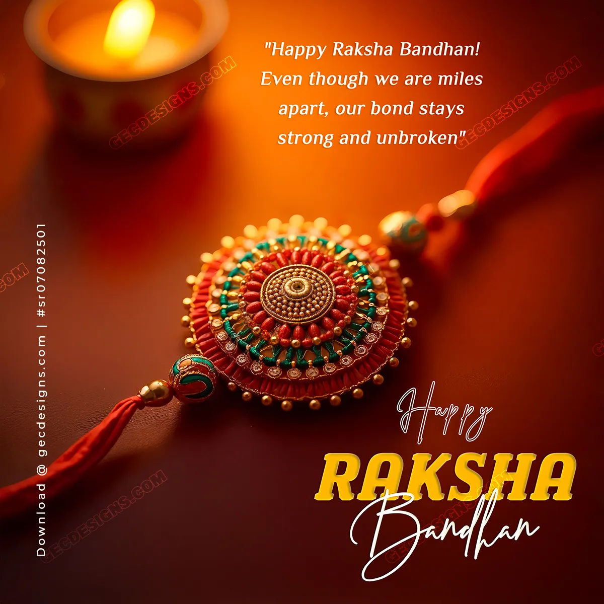 Traditional Rakhi with festive diya, Heartfelt Happy Raksha Bandhan
