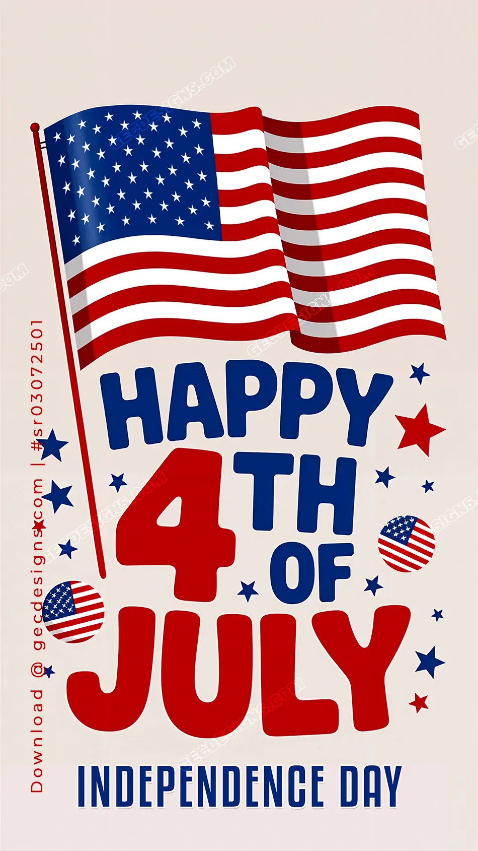Vibrant 4th of July Wishes Image with American Flag and Independence Day Stars