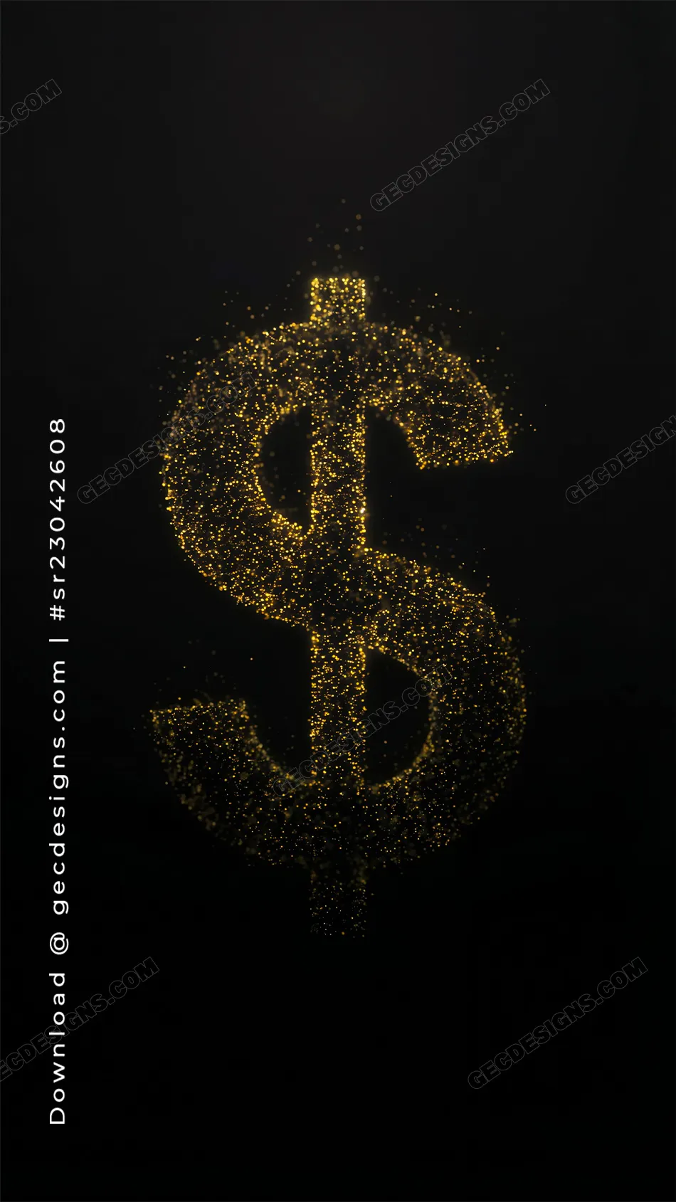 Wealth iPhone Wallpaper with Glowing Gold Dollar Symbol and Luxury Dark Theme