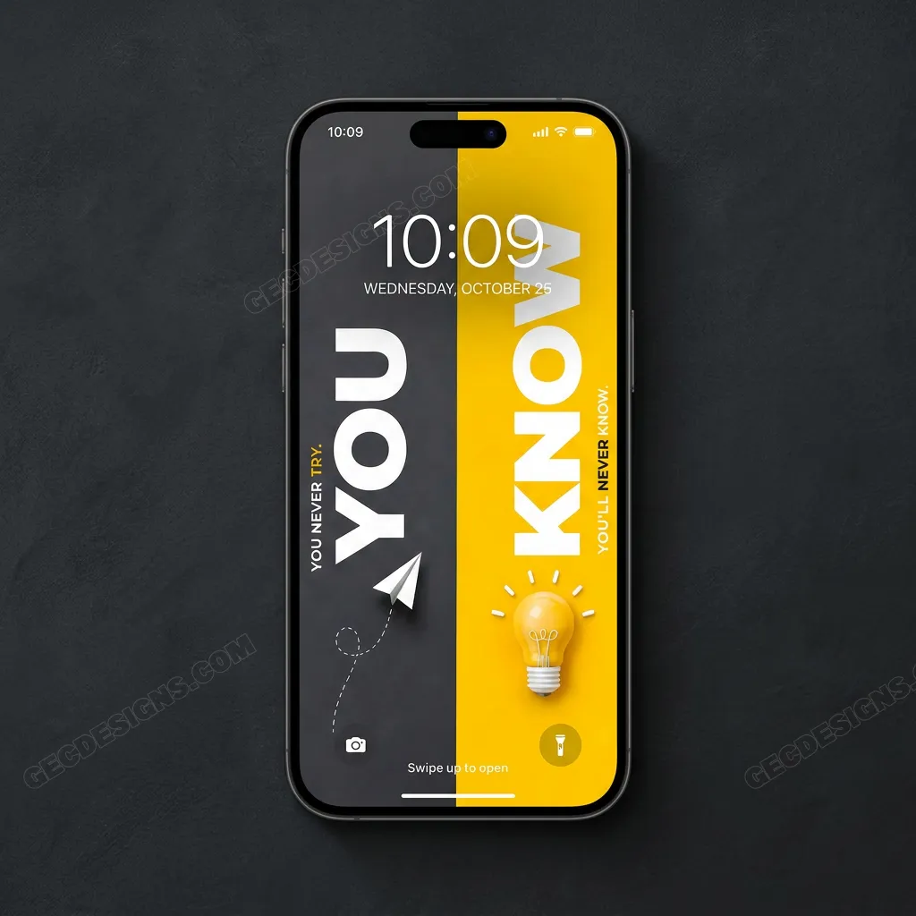 You never try you never know iPhone wallpaper mockup two