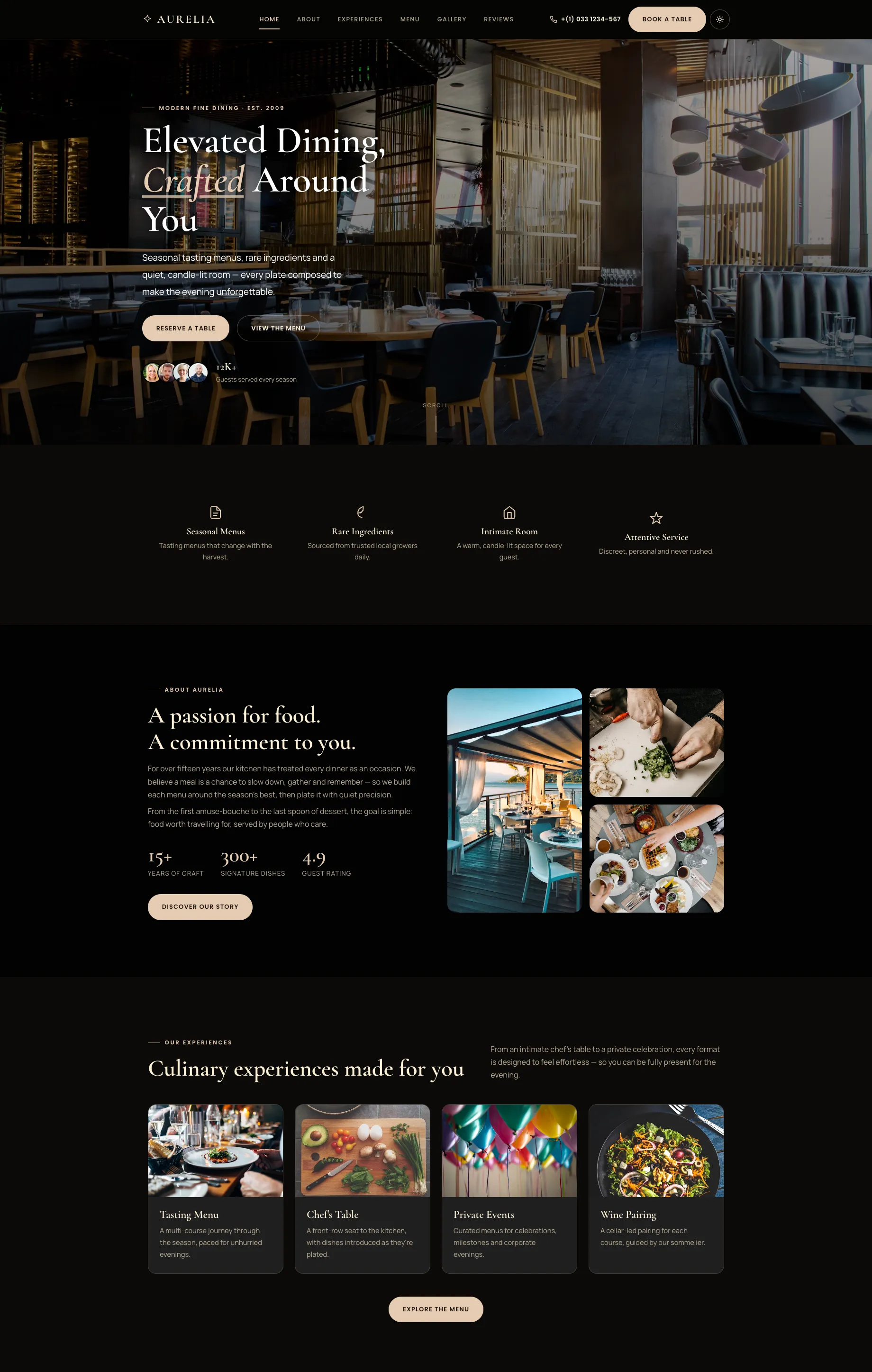 Aurelia – Free Restaurant & Fine Dining Bootstrap 5 HTML Website Template