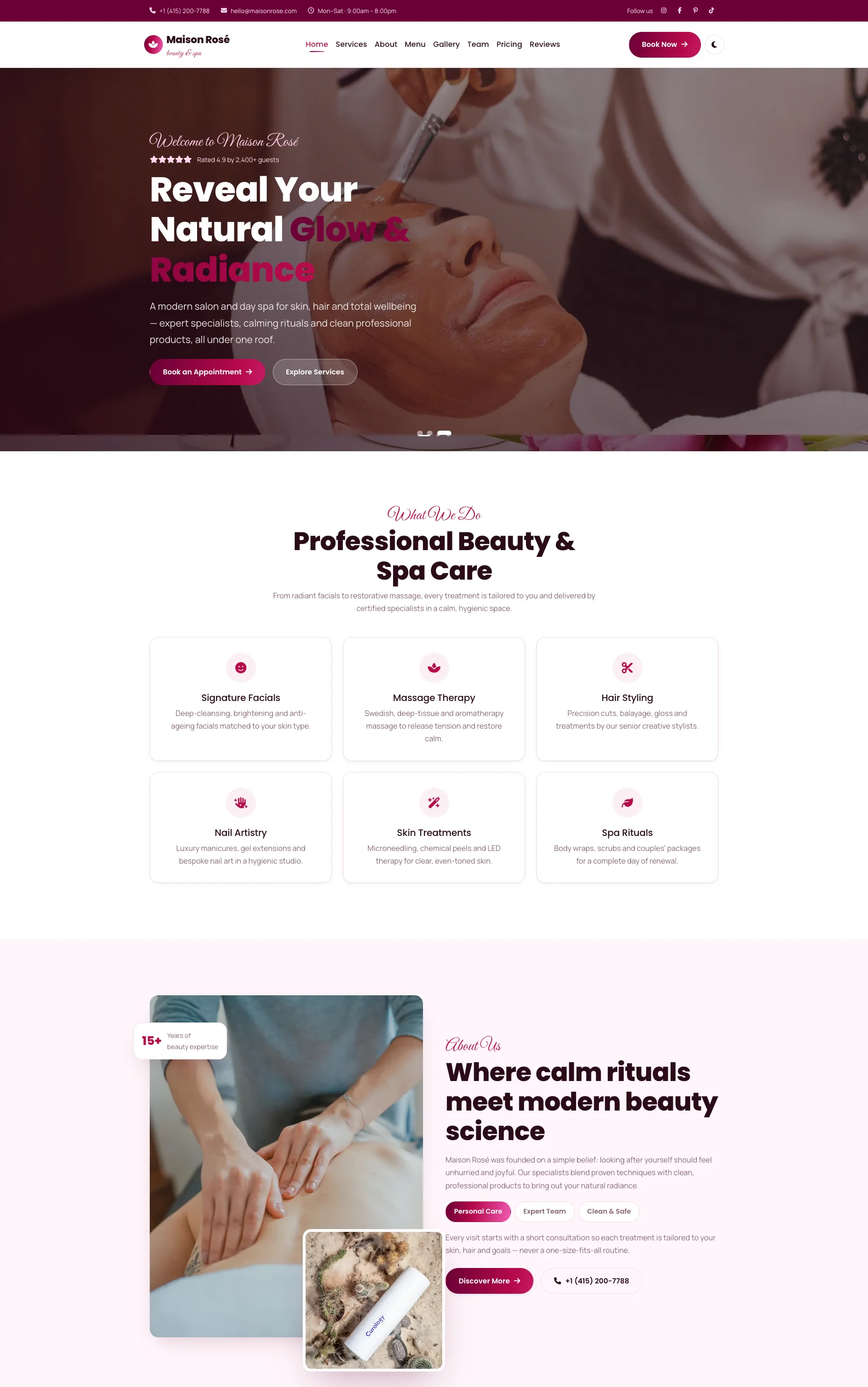 Maison Rosé – Free Beauty Salon & Spa Bootstrap 5 HTML Website Template